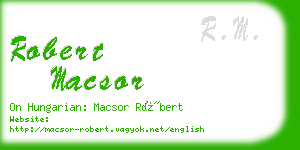 robert macsor business card